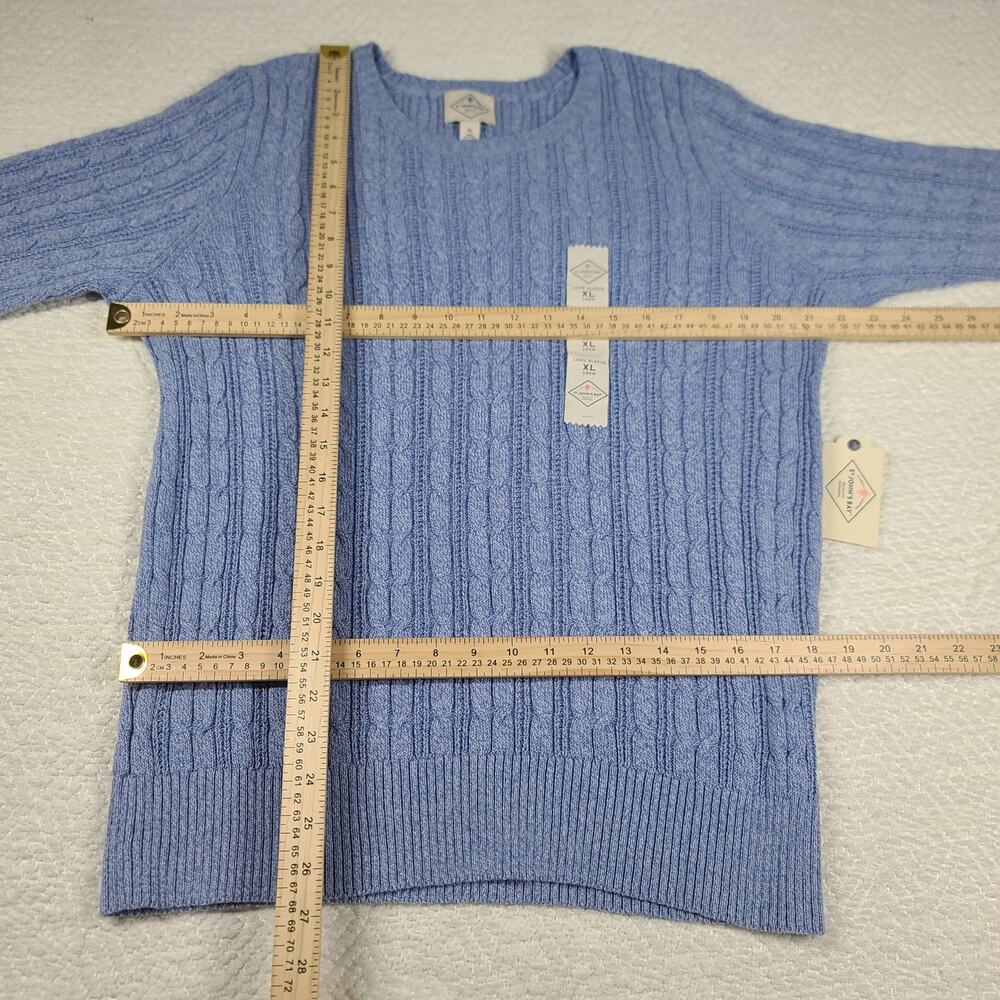St. John's Bay Blue Cotton Blend Cable Knit Fisherman Sweater Women's XL - Picture 7 of 10
